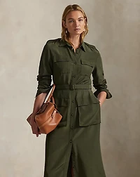 Belted Faille Shirtdress