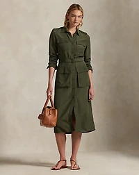 Belted Faille Shirtdress