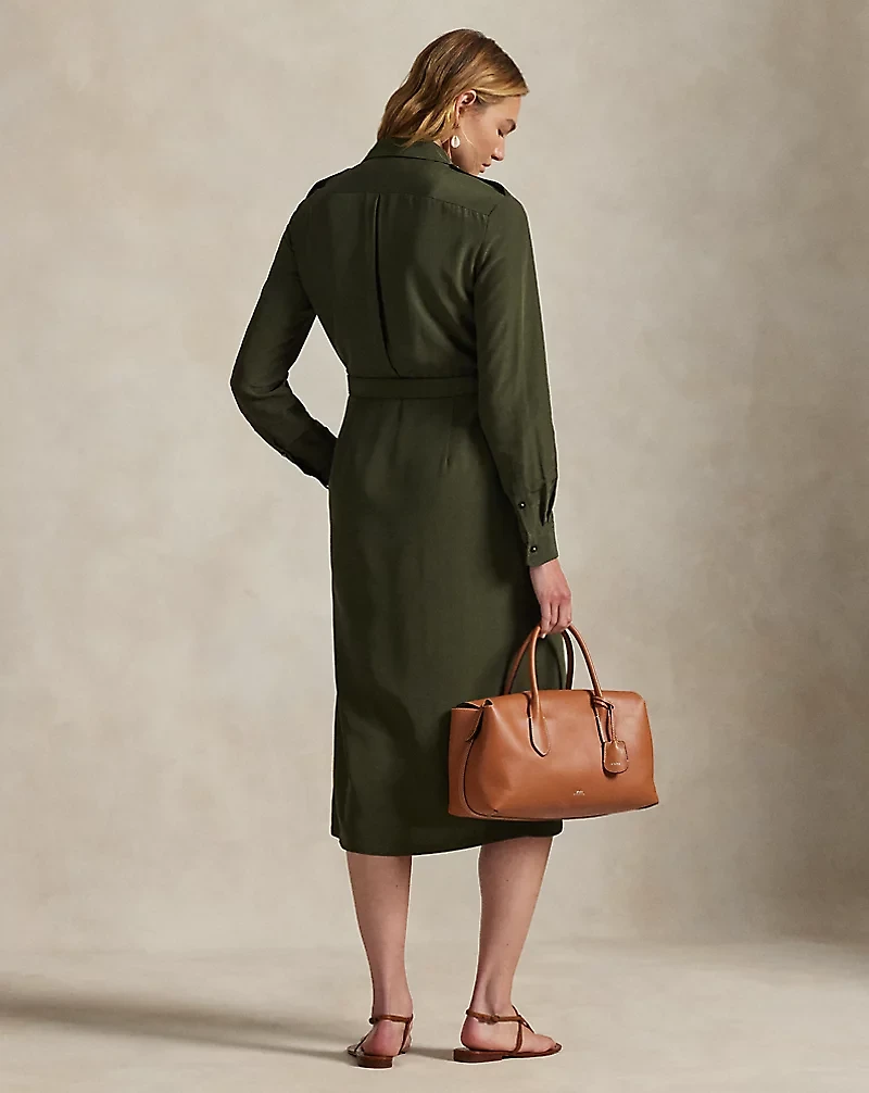 Belted Faille Shirtdress