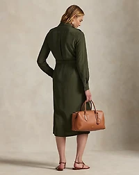 Belted Faille Shirtdress