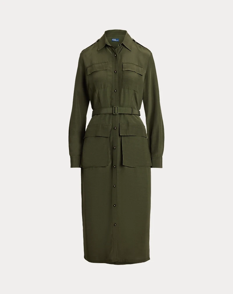 Belted Faille Shirtdress