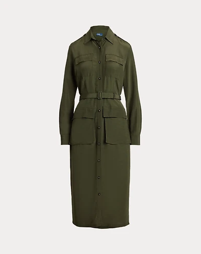 Belted Faille Shirtdress