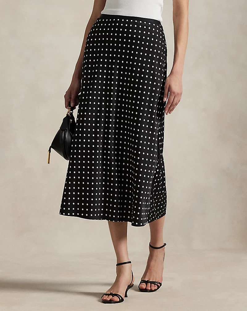 Polka-Dot Satin Skirt