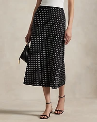 Polka-Dot Satin Skirt