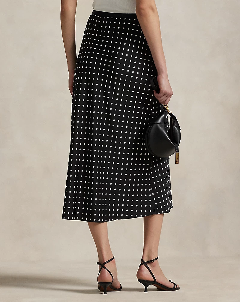 Polka-Dot Satin Skirt