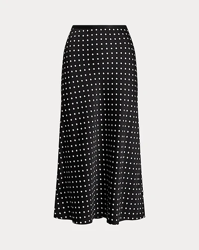 Polka-Dot Satin Skirt