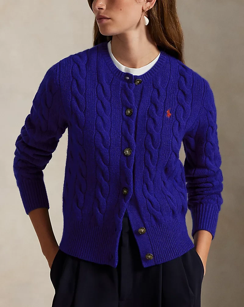 Cable-Knit Wool-Cashmere Cardigan