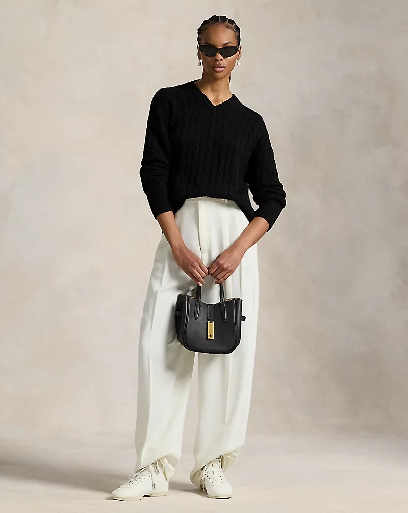 Cable-Knit Cashmere V-Neck Sweater