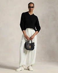 Cable-Knit Cashmere V-Neck Sweater