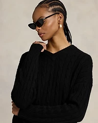 Cable-Knit Cashmere V-Neck Sweater