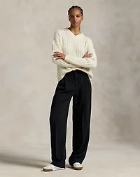 Cable-Knit Cashmere V-Neck Sweater