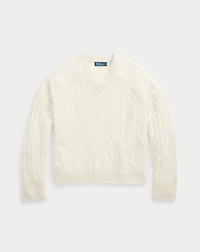 Cable-Knit Cashmere V-Neck Sweater