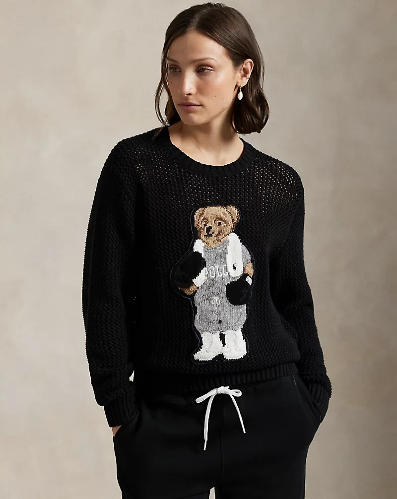 Polo Bear Cotton Crewneck Sweater