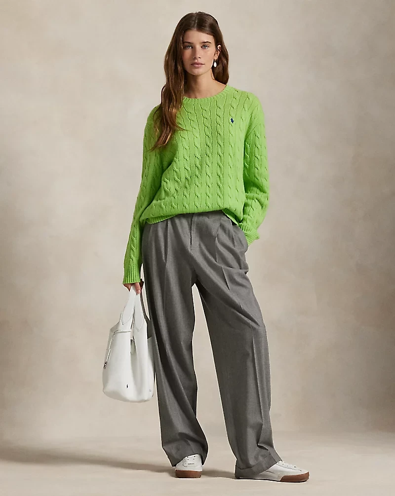 Cable Wool-Cashmere Crewneck Sweater