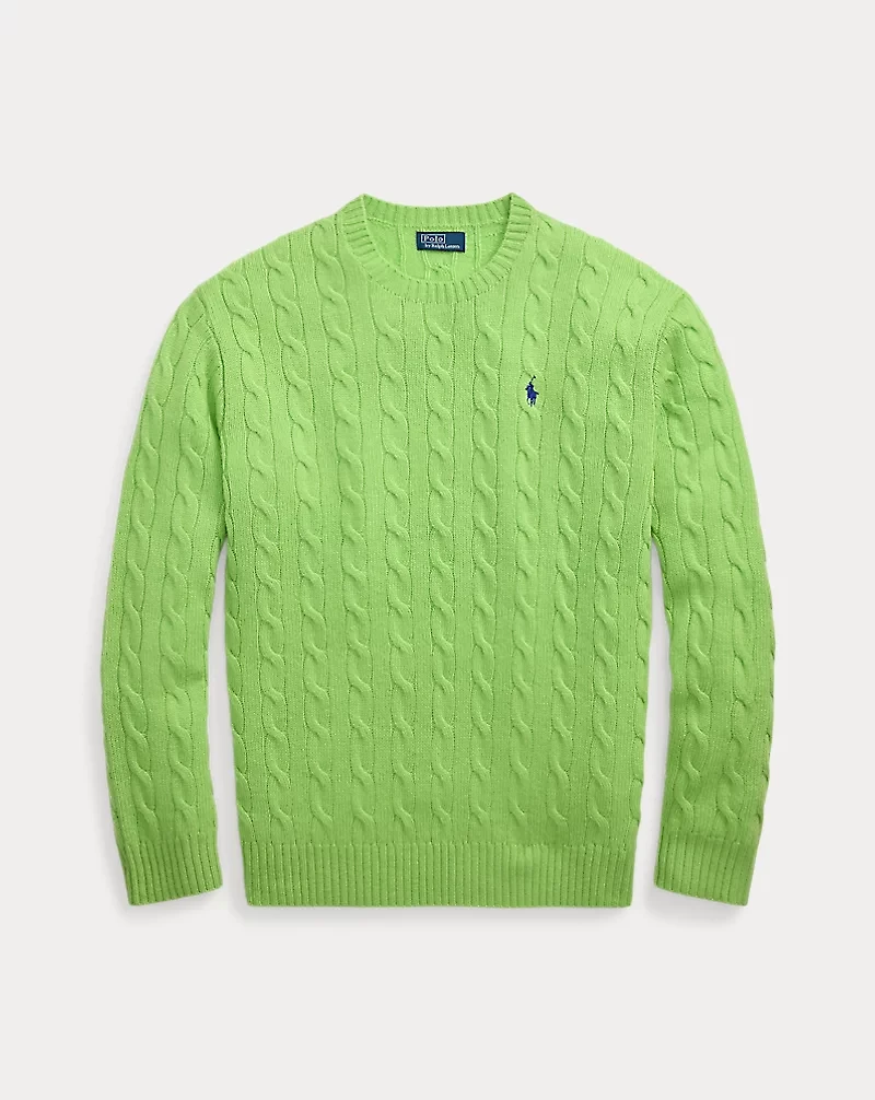 Cable Wool-Cashmere Crewneck Sweater