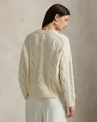 Cable-Knit Wool-Cashmere V-Neck Sweater
