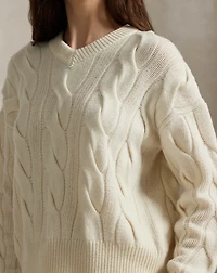 Cable-Knit Wool-Cashmere V-Neck Sweater