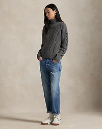 Cable-Knit Wool-Cashmere Polo Sweater