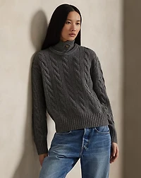 Cable-Knit Wool-Cashmere Polo Sweater