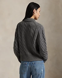 Cable-Knit Wool-Cashmere Polo Sweater