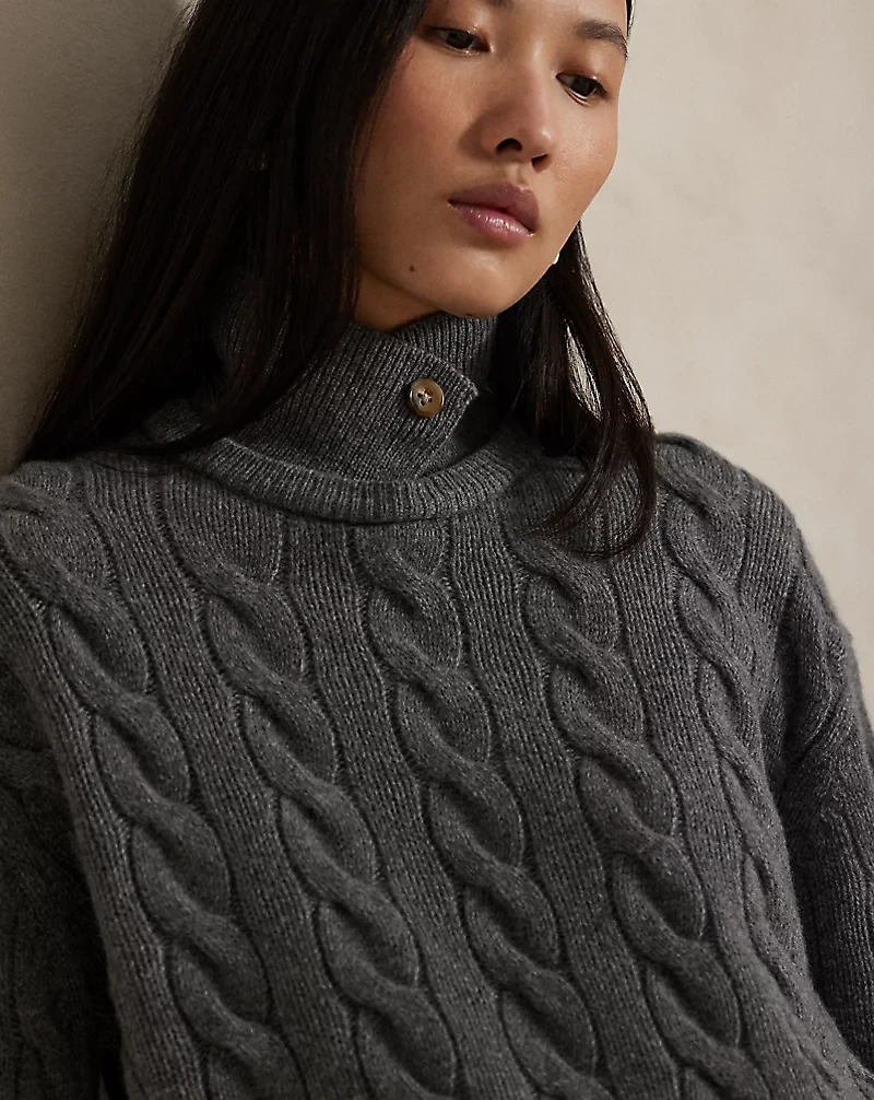 Cable-Knit Wool-Cashmere Polo Sweater