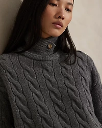 Cable-Knit Wool-Cashmere Polo Sweater