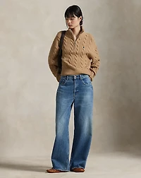 Cable Wool-Cashmere Half-Zip Sweater