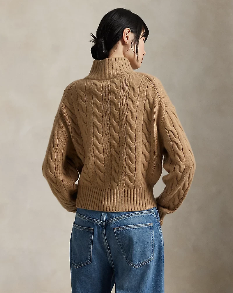 Cable Wool-Cashmere Half-Zip Sweater