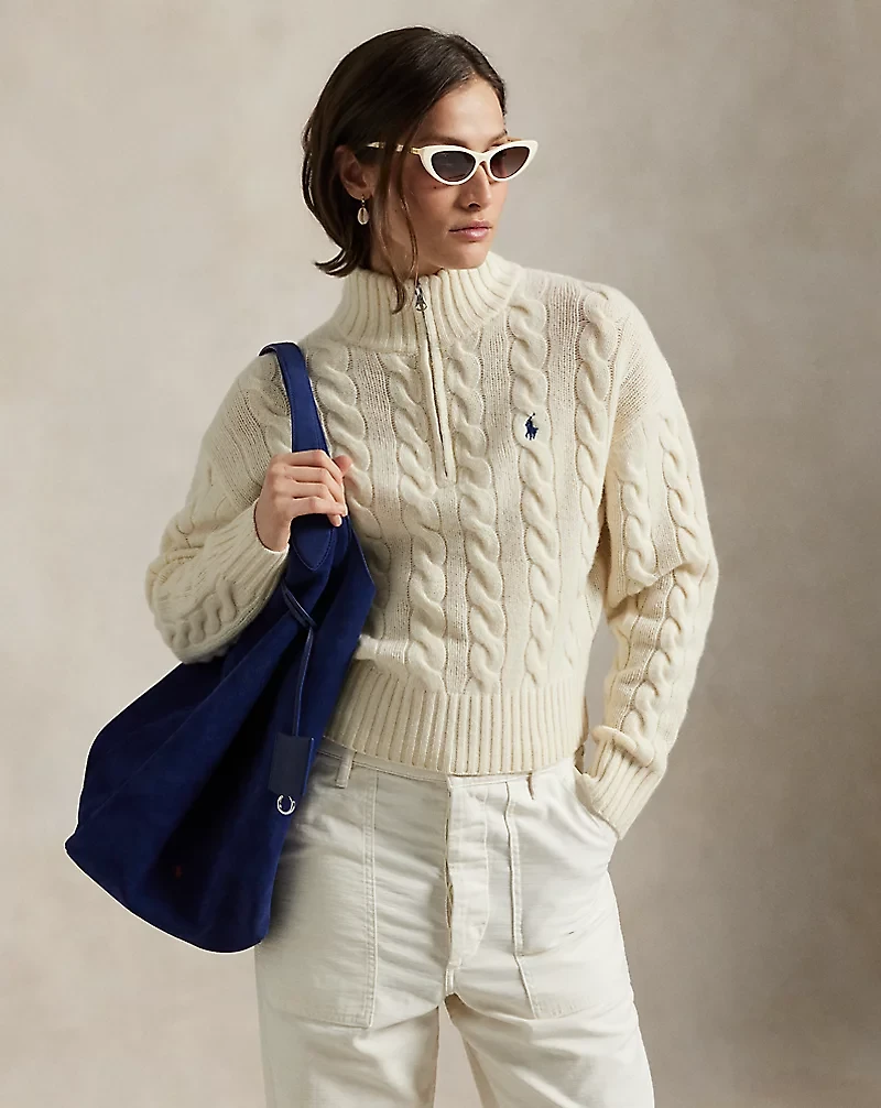 Cable Wool-Cashmere Half-Zip Sweater