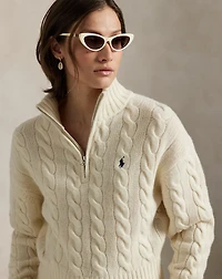 Cable Wool-Cashmere Half-Zip Sweater