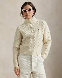 Cable Wool-Cashmere Half-Zip Sweater