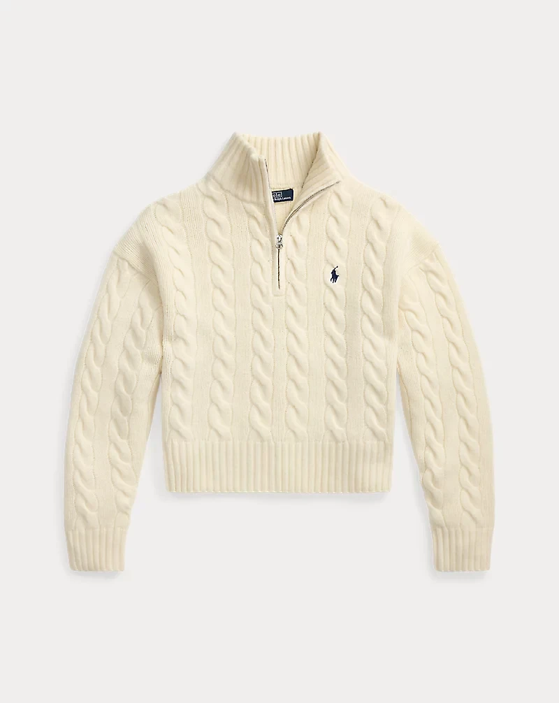 Cable Wool-Cashmere Half-Zip Sweater