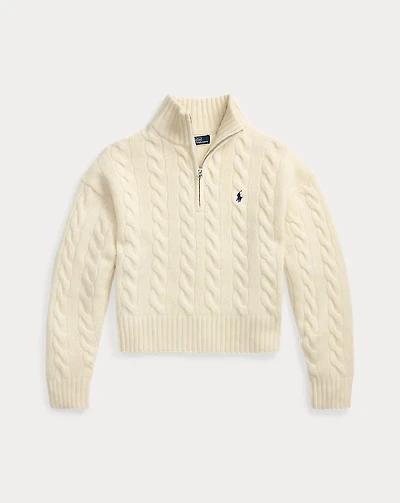 Cable Wool-Cashmere Half-Zip Sweater