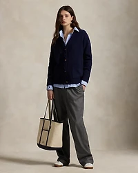 Cable-Trim Wool-Cashmere Cardigan