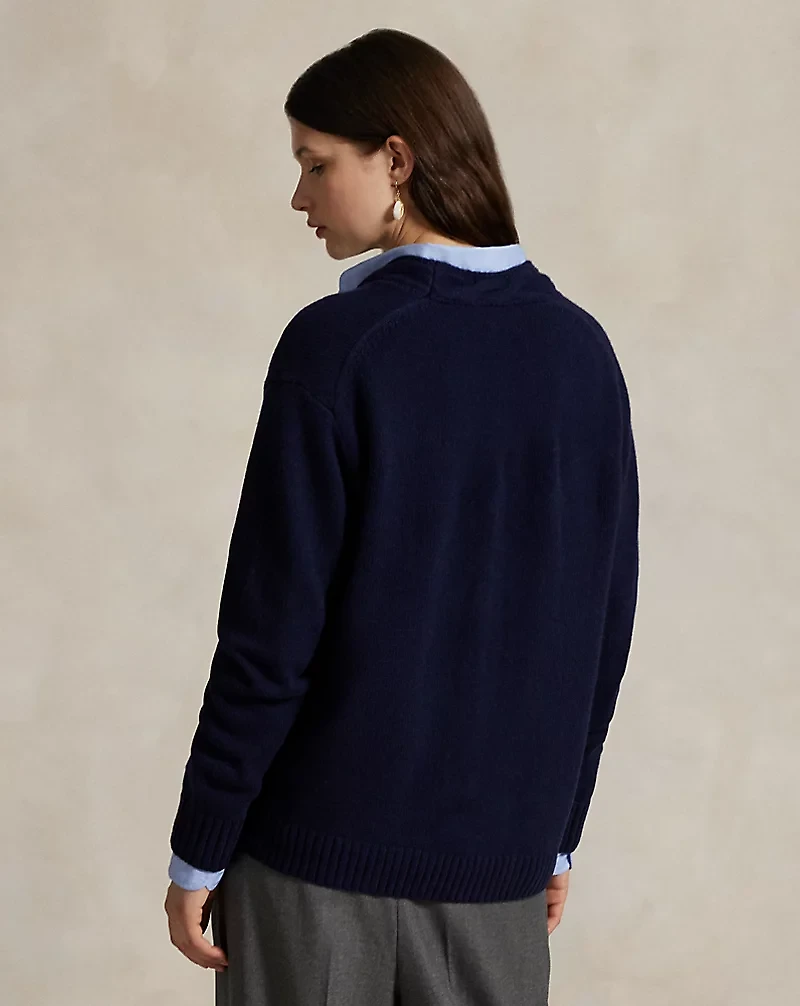 Cable-Trim Wool-Cashmere Cardigan