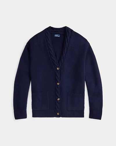 Cable-Trim Wool-Cashmere Cardigan