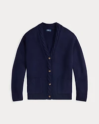 Cable-Trim Wool-Cashmere Cardigan