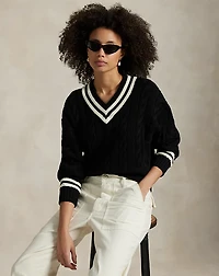 Aran-Knit Cotton Cricket Sweater