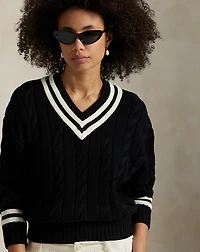 Aran-Knit Cotton Cricket Sweater