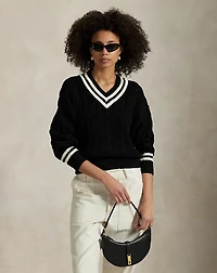 Aran-Knit Cotton Cricket Sweater