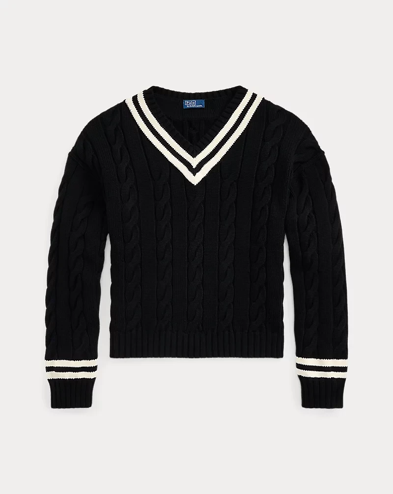 Aran-Knit Cotton Cricket Sweater