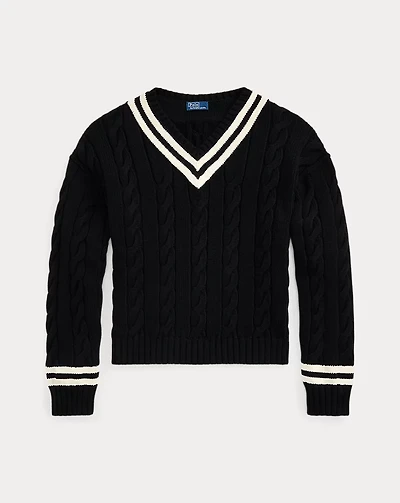 Aran-Knit Cotton Cricket Sweater