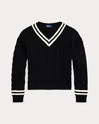 Aran-Knit Cotton Cricket Sweater