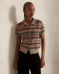 Fair Isle Short-Sleeve Cardigan