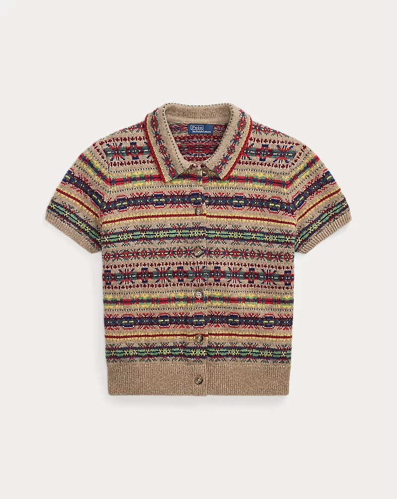 Fair Isle Short-Sleeve Cardigan