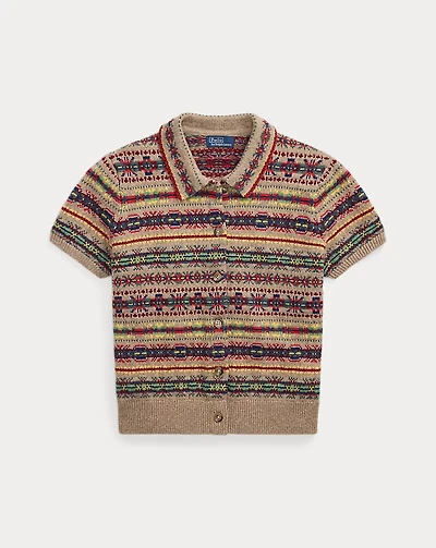 Fair Isle Short-Sleeve Cardigan