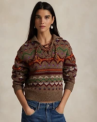 Fair Isle Lace-Up Wool Sweater