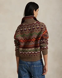 Fair Isle Lace-Up Wool Sweater
