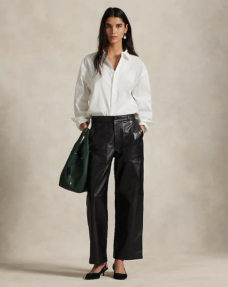 The Leather Wide-Leg Crop Ricky Pant
