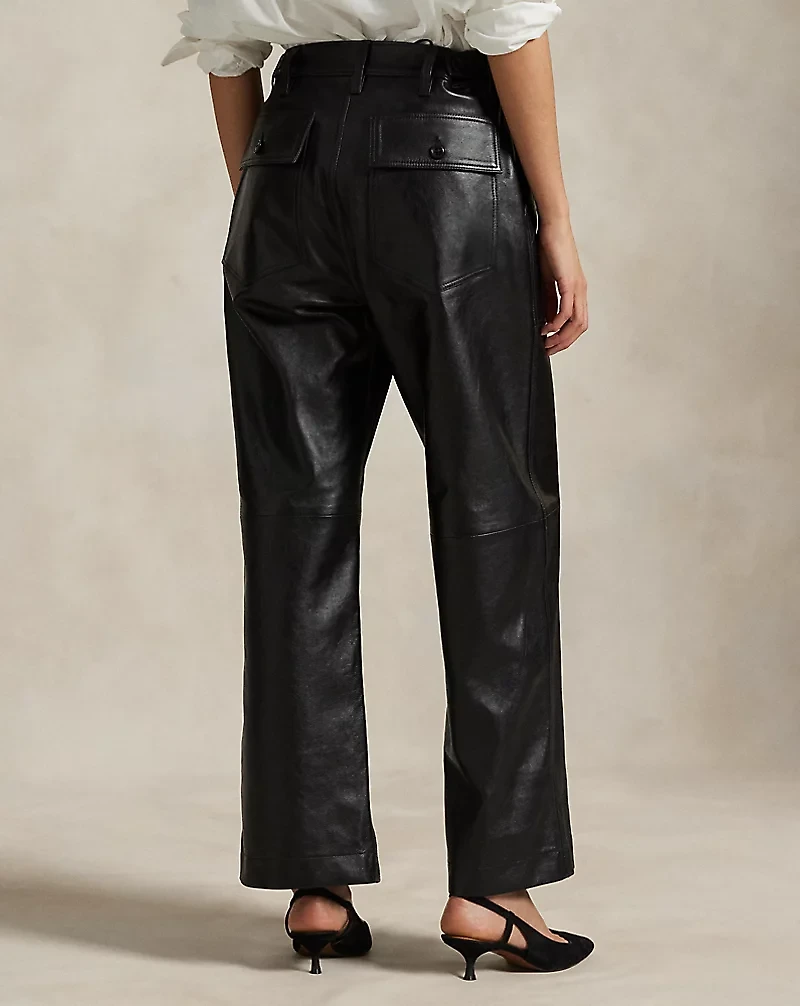 The Leather Wide-Leg Crop Ricky Pant